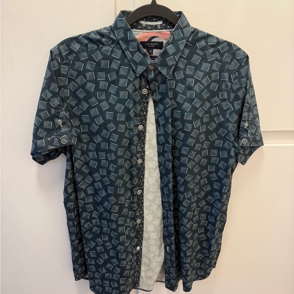 Ted Baker Navy Geometric Casual Shirt
